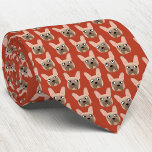 Fawn French Bulldog Red Neck Tie<br><div class="desc">A fun little Fawn French Bulldog or Frenchie pattern on a red background.  Great for all dog lovers,  pet sitters,  dog walkers and veterinarians.  Original art by Nic Squirrell.</div>