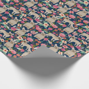 Fawn French Bulldogs vintage florals Wrapping Paper