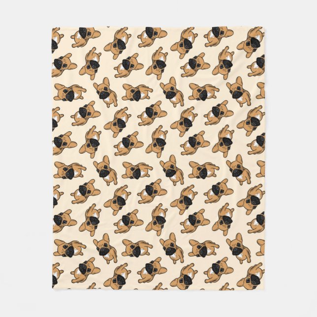 Fawn Frenchie Puppy Fleece Blanket (Front)