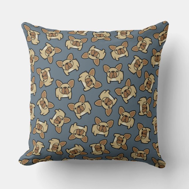 Fawn Frenchie Throw Pillow (Front)