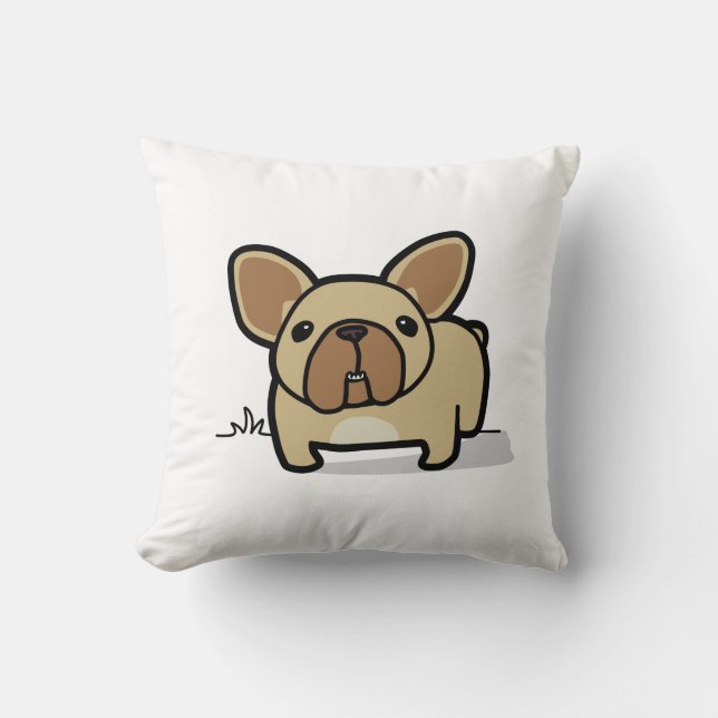 Fawn Frenchie Throw Pillow (Front)
