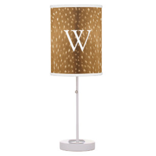 Fawn Fur Spotted Deer Hide Monogram Table Lamp