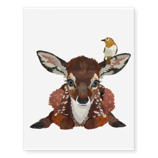 FAWN & GOLD BIRD TEMPORARY TATTOOS