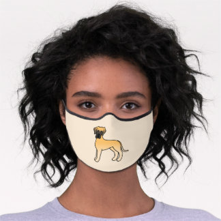 Fawn Great Dane Cartoon Dog Premium Face Mask