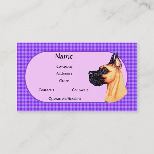 Fawn Great Dane Check Business Card