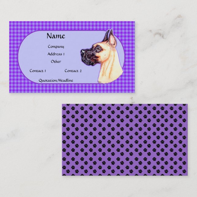 Fawn Great Dane Check Business Card (Front/Back)