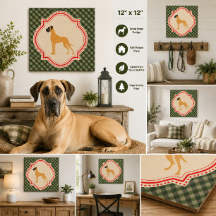 Fawn Great Dane Country Check by Doggenhaus Wood Wall Decor