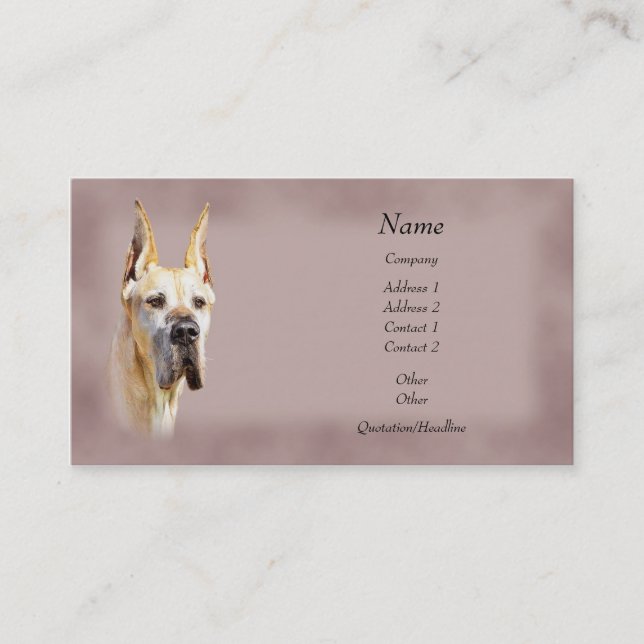 Fawn Great Dane Cropped Business Cards (Front)