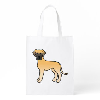 Fawn Great Dane Cute Cartoon Dog Grocery Bag