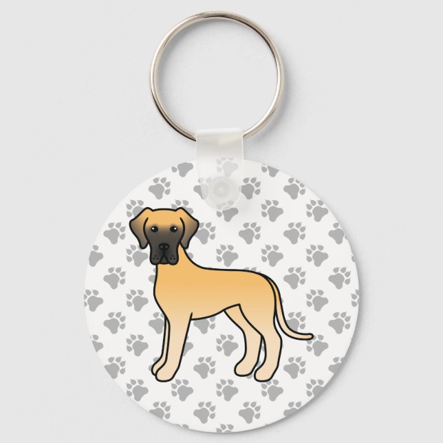 Fawn Great Dane Cute Cartoon Dog Keychain (Front)