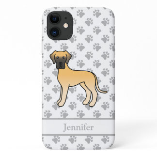 Fawn Great Dane Cute Cartoon Dog &amp; Name iPhone 11 Case