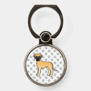 Fawn Great Dane Cute Cartoon Dog & Paws Phone Ring Stand