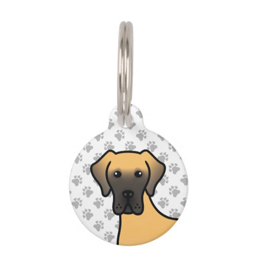 Fawn Great Dane Cute Cartoon Dog  Pets Info Pet ID Tag