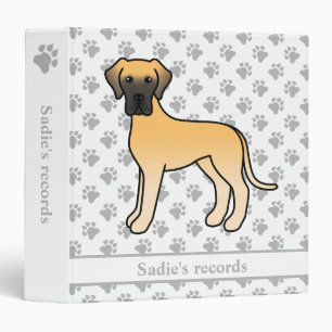 Fawn Great Dane Cute Cartoon Dog & Text 3 Ring Binder