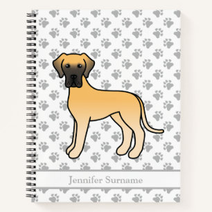 Fawn Great Dane Cute Cartoon Dog & Text Notebook