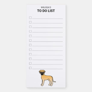 Fawn Great Dane Cute Cartoon Dog To Do List Magnetic Notepad