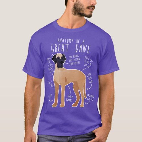 Fawn Great Dane Dog Anatomy T_Shirt