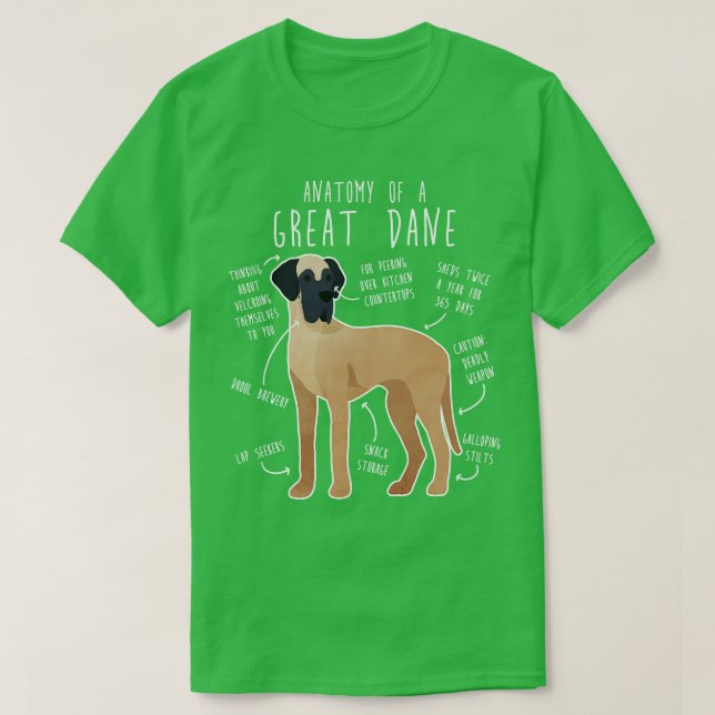 Fawn Great Dane Dog Anatomy T-Shirt (Design Front)