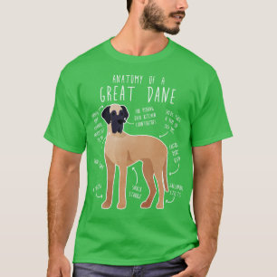 Fawn Great Dane Dog Anatomy T-Shirt