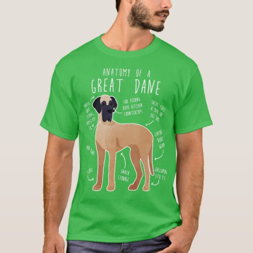 Fawn Great Dane Dog Anatomy T_Shirt
