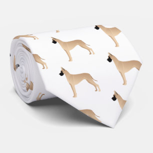 Fawn Great Dane Dog Breed Illustration Silhouette Neck Tie