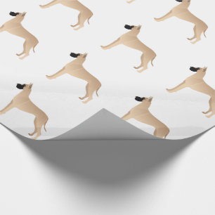 Fawn Great Dane Dog Breed Illustration Silhouette Wrapping Paper