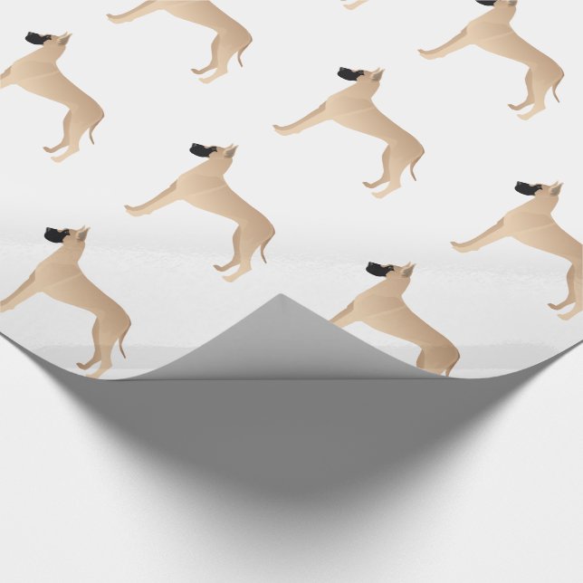 Fawn Great Dane Dog Breed Illustration Silhouette Wrapping Paper (Corner)