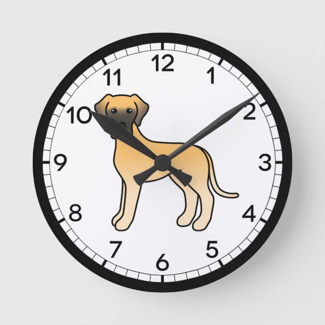 Fawn Great Dane Dog Cartoon Illustration Design Round Clock (Front)