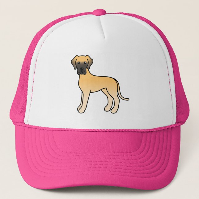 Fawn Great Dane Dog Cartoon Illustration Trucker Hat (Front)