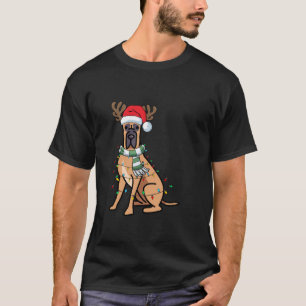 Fawn Great Dane Reindeer Santa Dog Xmas Merry Chri T-Shirt