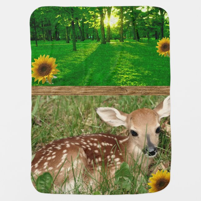 fawn green grass fleece baby blanket (Front)