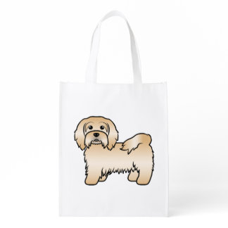 Fawn Havanese Cute Cartoon Dog Illustration Grocery Bag