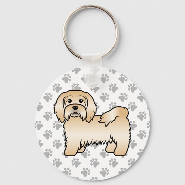 Fawn Havanese Cute Cartoon Dog Illustration Keychain (Front)