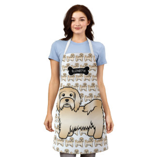 Fawn Havanese Cute Cartoon Dog Illustration &amp; Name Apron