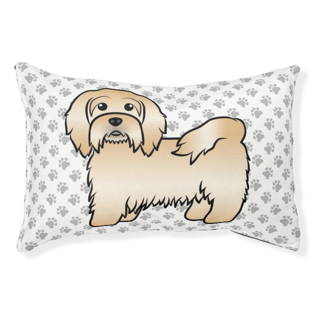 Fawn Havanese Cute Cartoon Dog Illustration Pet Bed (Front)