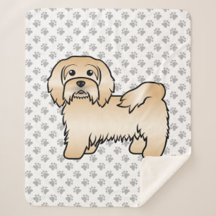 Fawn Havanese Cute Cartoon Dog Illustration Sherpa Blanket
