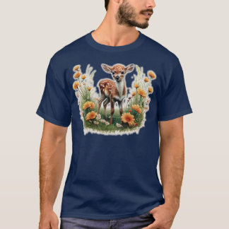fawn in a field of flowers T-Shirt
