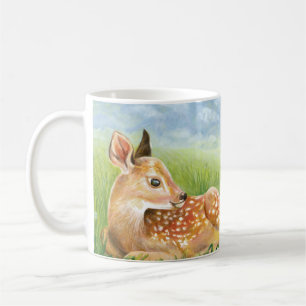Fawn in the Grass Illustration Coffee Mug