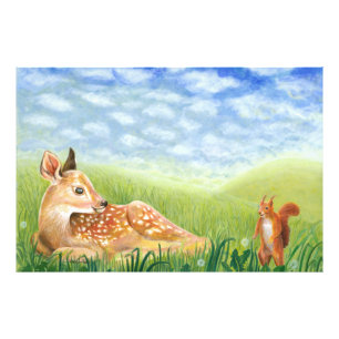 Fawn in the Grass Illustration Photo Print
