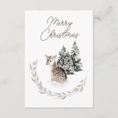 Fawn in Winter Business Christmas  Enclosure Card