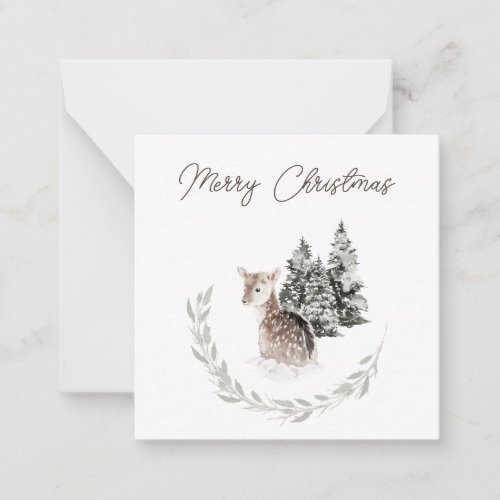 Fawn in Winter Business Christmas  Note Card
