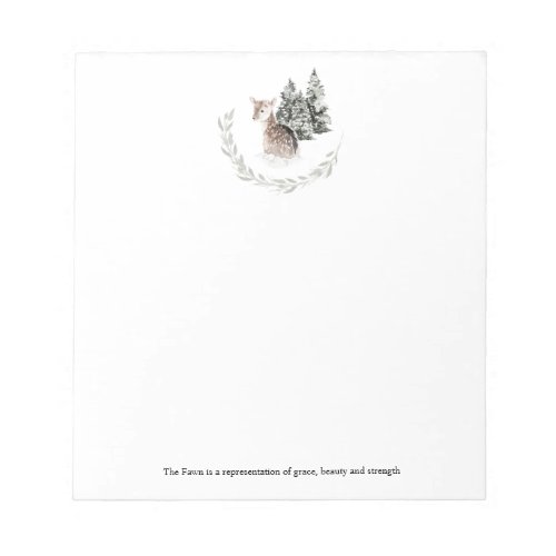 Fawn in Winter Forest Any Occasion  Notepad