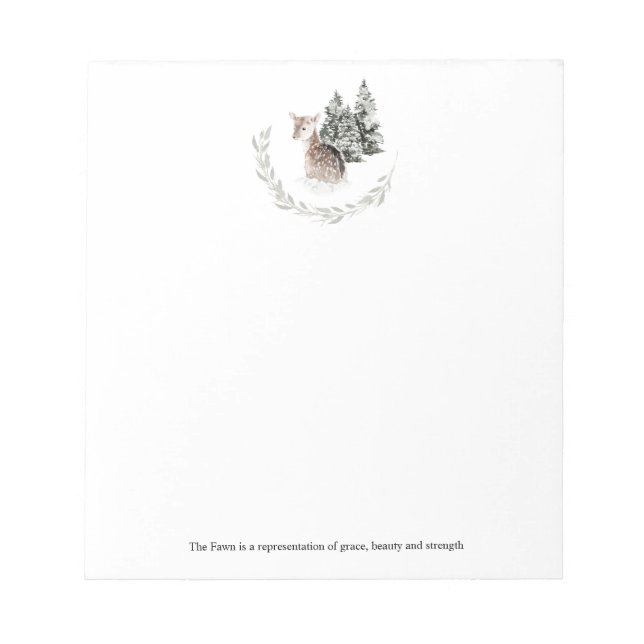 Fawn in Winter Forest Any Occasion  Notepad (Front)