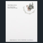 Fawn in Winter Forest  Letterhead<br><div class="desc">This design features a watercolor illustration of fawn resting on the snow in winter forest.</div>