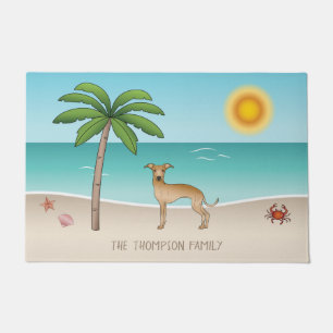 Fawn Italian Greyhound At Tropical Summer Beach Doormat