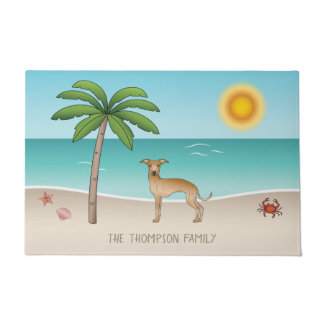 Fawn Italian Greyhound At Tropical Summer Beach Doormat