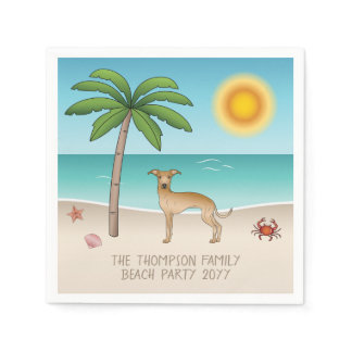 Fawn Italian Greyhound At Tropical Summer Beach Napkins