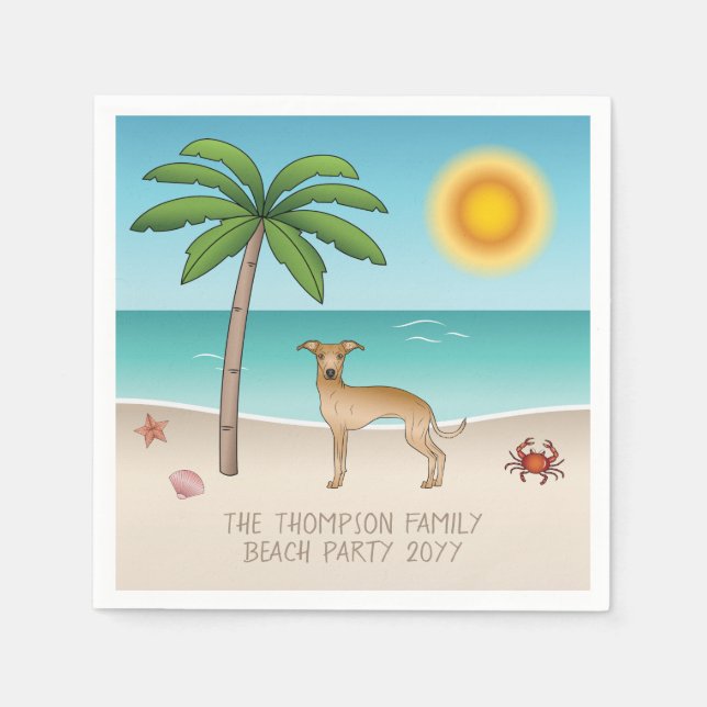 Fawn Italian Greyhound At Tropical Summer Beach Napkins (Front)