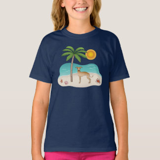 Fawn Italian Greyhound At Tropical Summer Beach T-Shirt