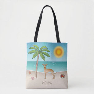 Fawn Italian Greyhound At Tropical Summer Beach Tote Bag